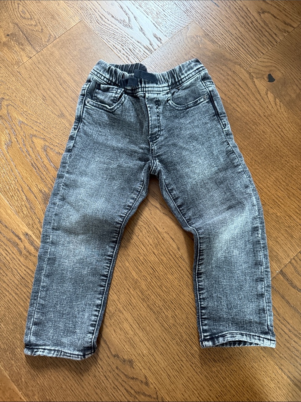 Toddler Grey Washed Denim-Style Bottoms